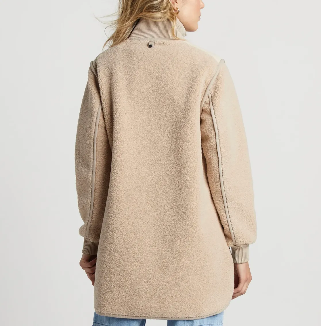 Adroit Audrey Faux Shearling Coat w/Side Zipper - Oak