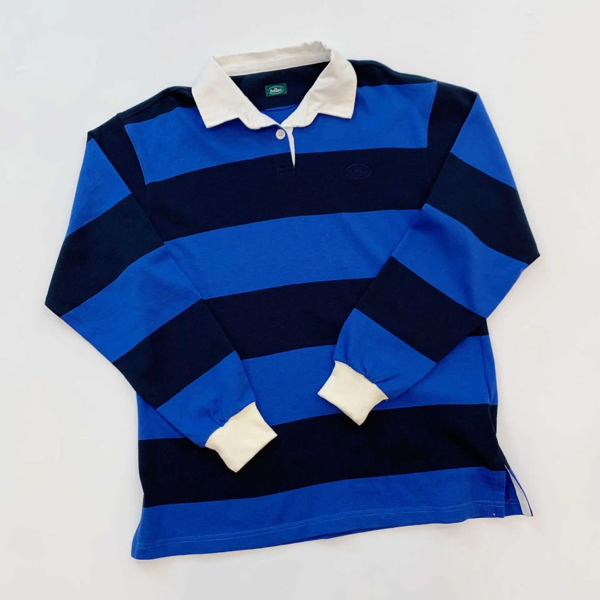 Advbridge rugby shirt outfit Niche Spring New Style Milk Retro Age-Reducing Loose Casual Striped Polo Collar Long Sleeve Top