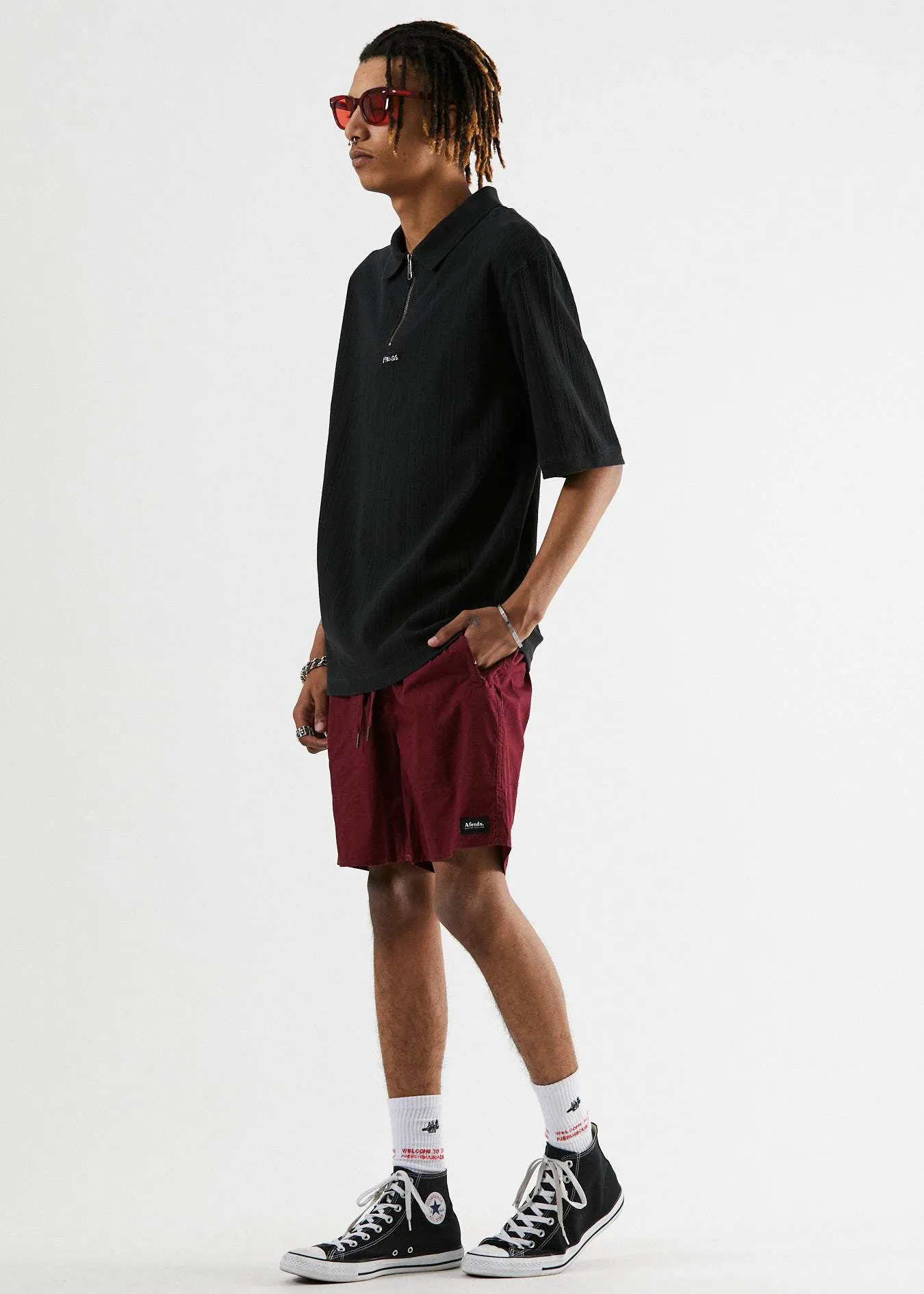 Afends Mens Baywatch Classics - Elastic Waist Boardshort - Blood
