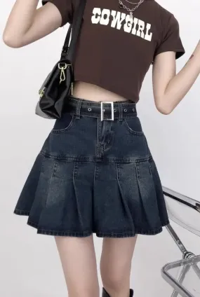 Aiertu Korean Y2K Style Harajuku High Waist High Street Jeans Skirts Summer Women's Sexy Loose Fit Hotsweet Denim Pleated Skirt