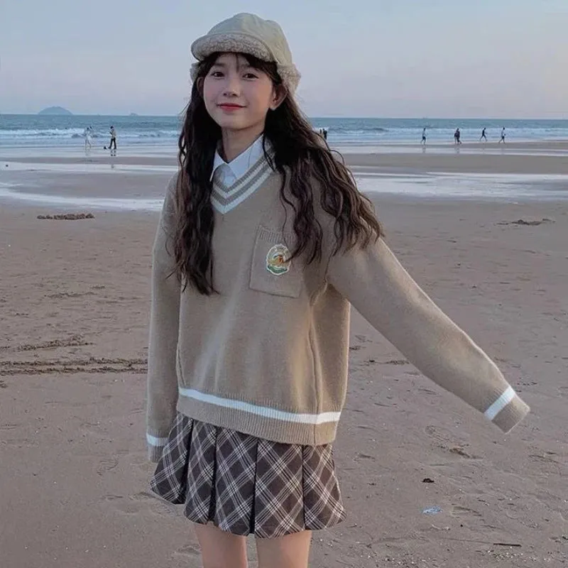 Aiertu Pleated Plaid Skirt Kawaii Preppy Style Women Mini Skirts Vintage Fashion Sweet Korean Style A-line Casual Short Skirt