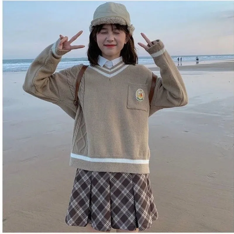 Aiertu Pleated Plaid Skirt Kawaii Preppy Style Women Mini Skirts Vintage Fashion Sweet Korean Style A-line Casual Short Skirt