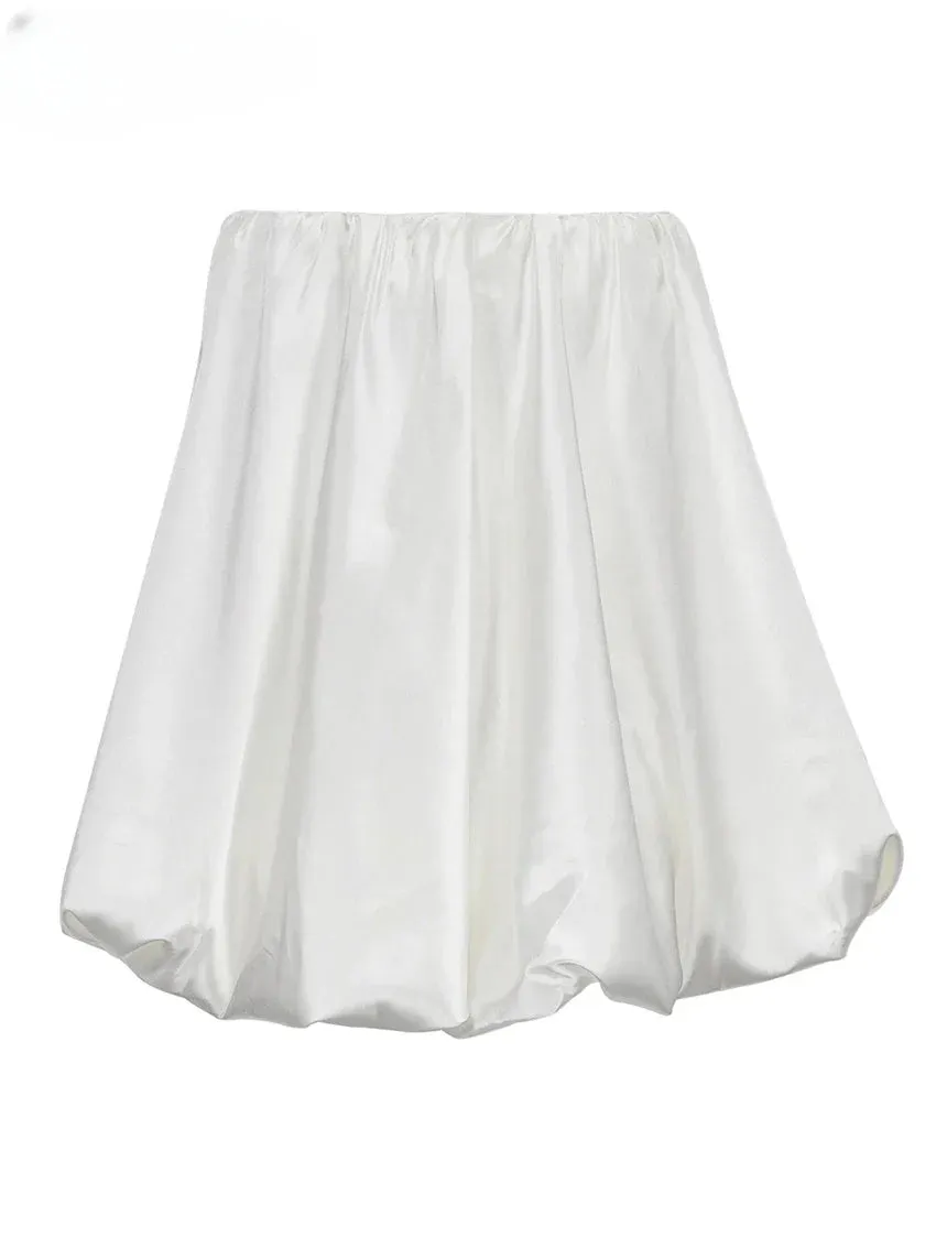 Amozae Casual Beige Satin Women'S Skirt Elegant High Waist Mini Skirts Slik Pleated Faldas Skirt Female Clothing 2024