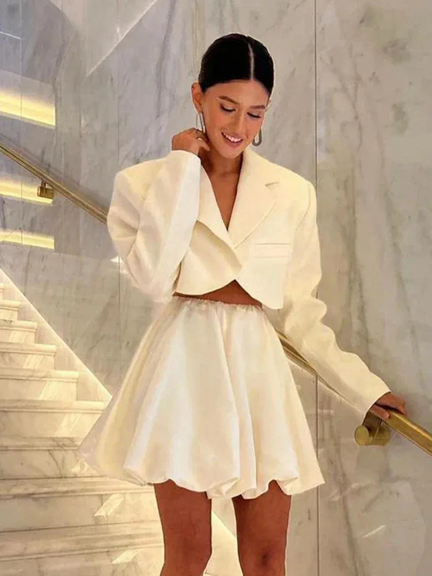 Amozae Casual Beige Satin Women'S Skirt Elegant High Waist Mini Skirts Slik Pleated Faldas Skirt Female Clothing 2024