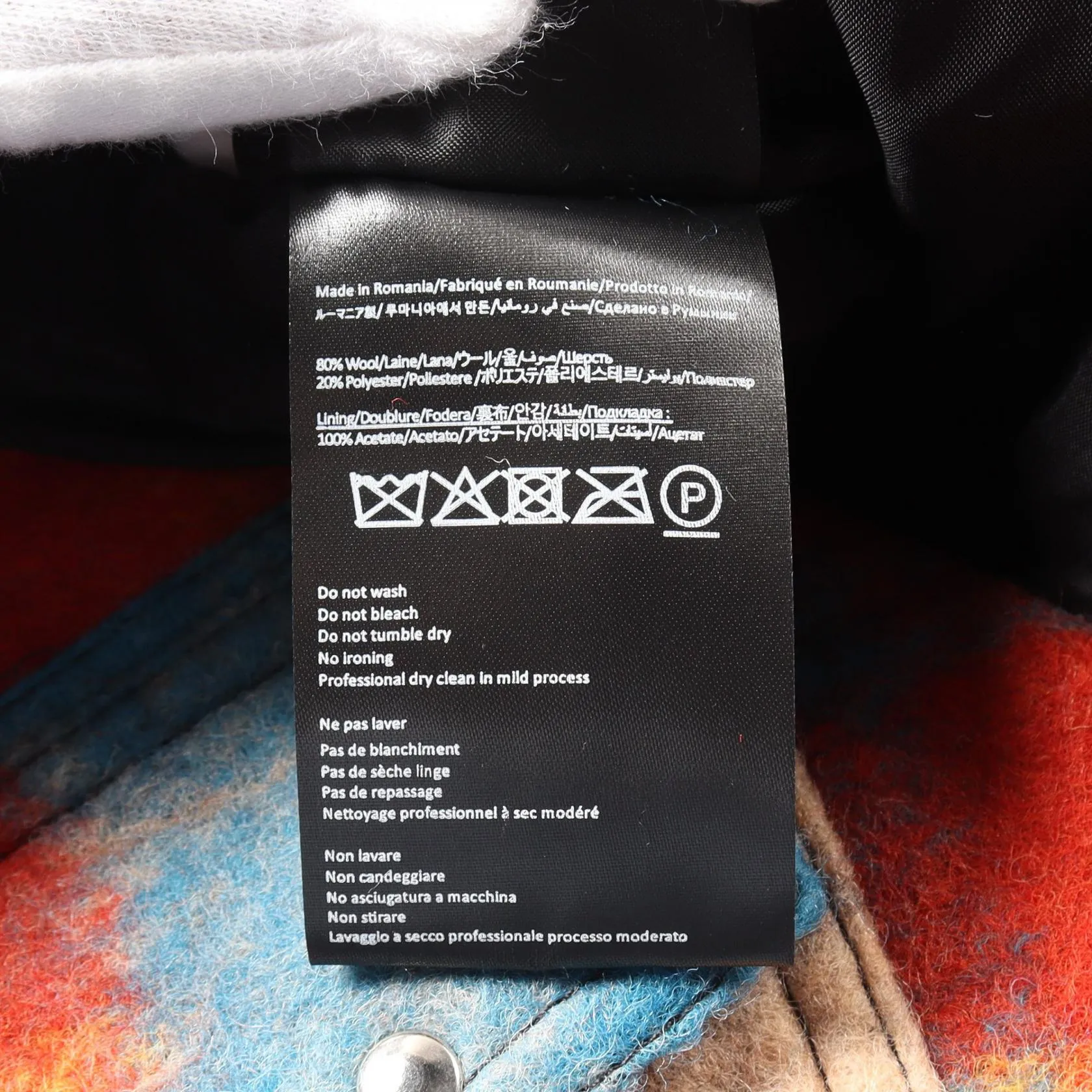 Blue Marble Studded Tartan Wool Parka