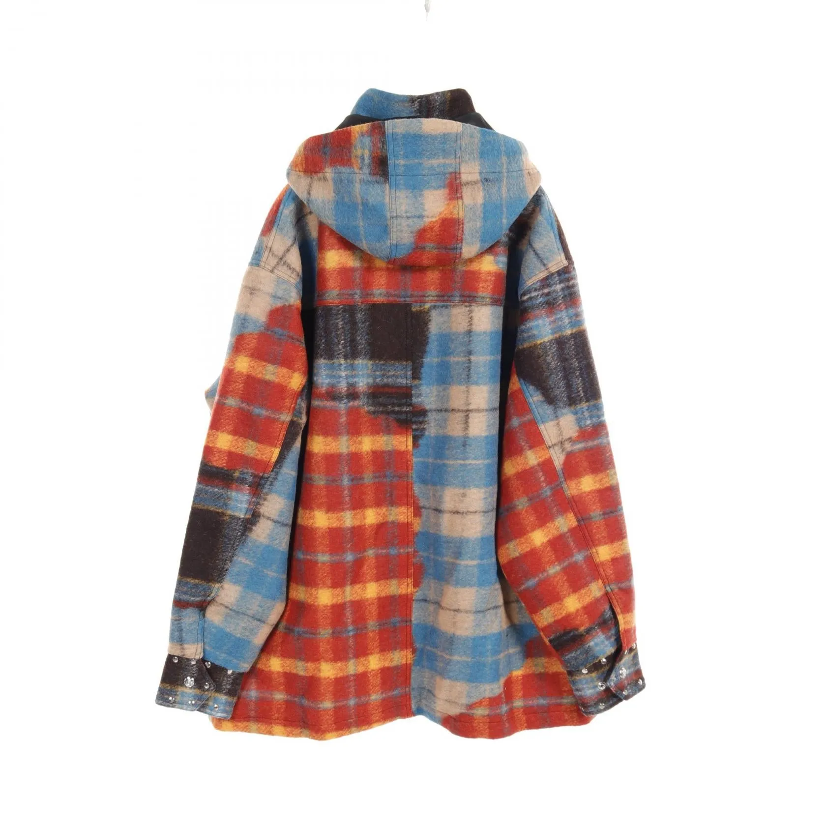 Blue Marble Studded Tartan Wool Parka