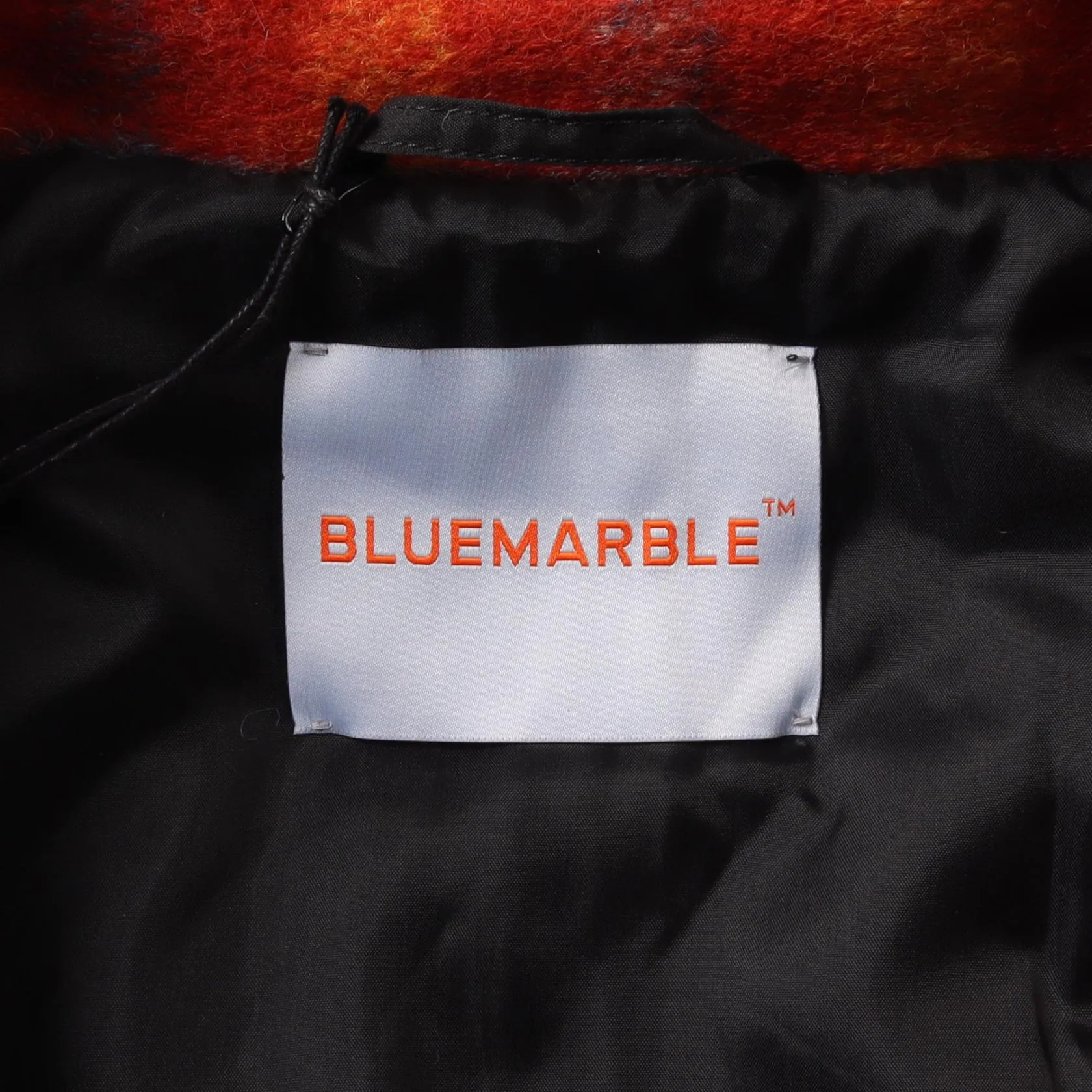 Blue Marble Studded Tartan Wool Parka