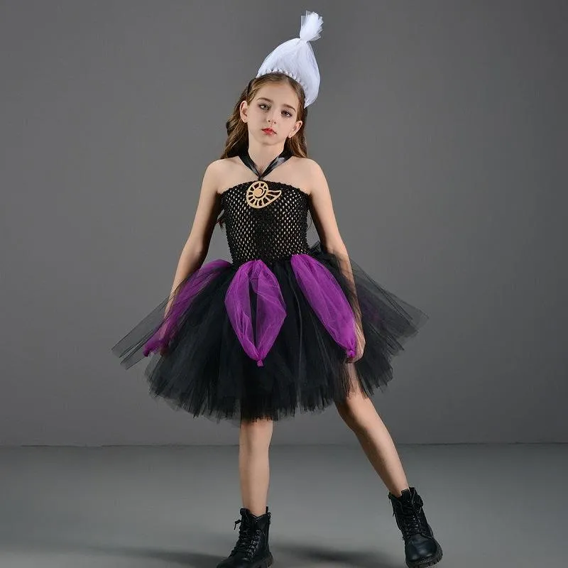 Children's Halloween cosplay costumes Girl's elegant mesh princess dress with color blocking Luxurious Aladdin Dress