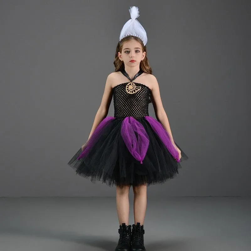 Children's Halloween cosplay costumes Girl's elegant mesh princess dress with color blocking Luxurious Aladdin Dress