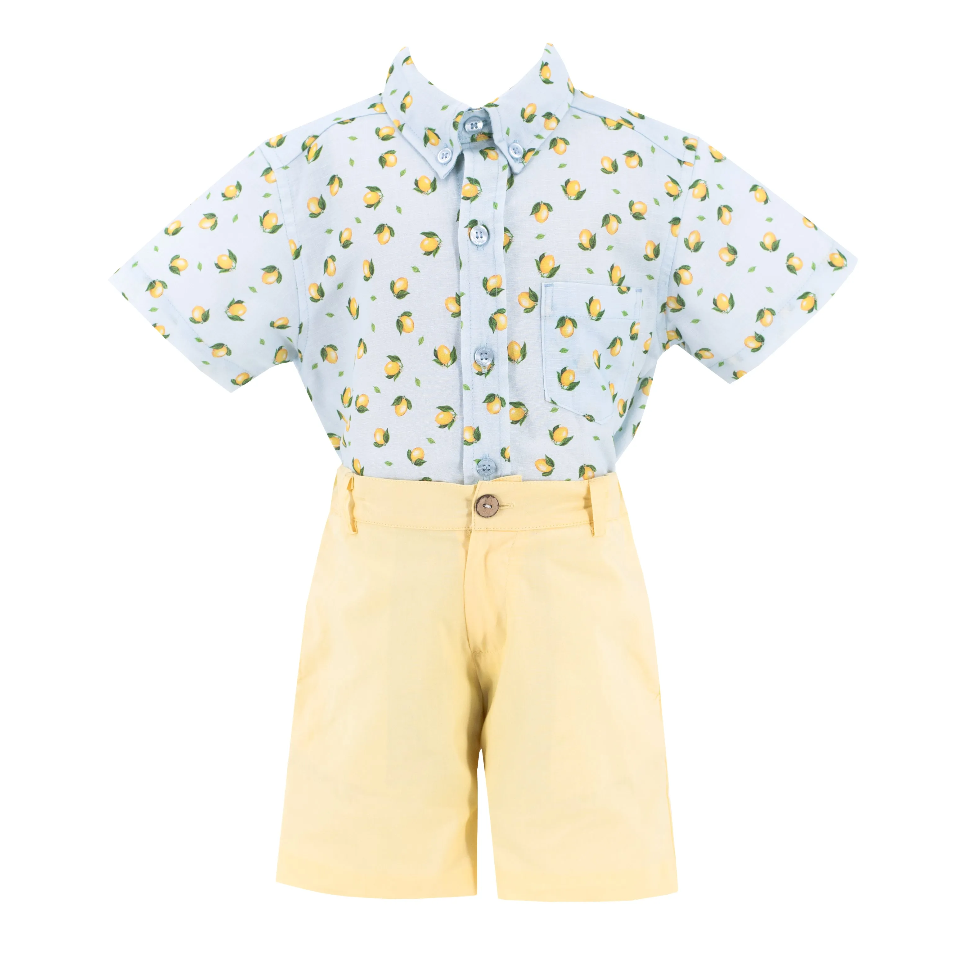 Citron Boy Button Down/Short Set