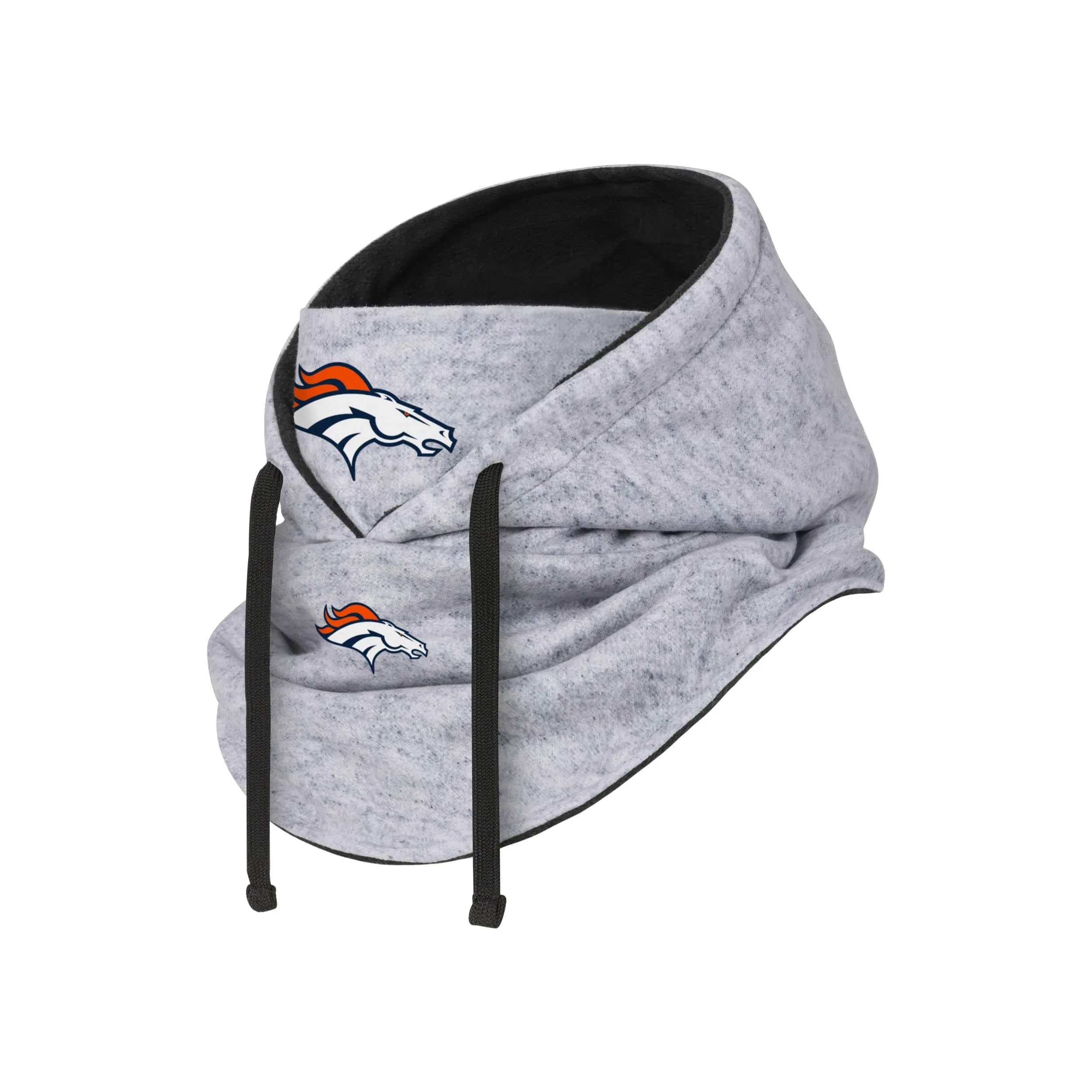 Denver Broncos NFL Heather Gray Drawstring Hooded Gaiter Scarf