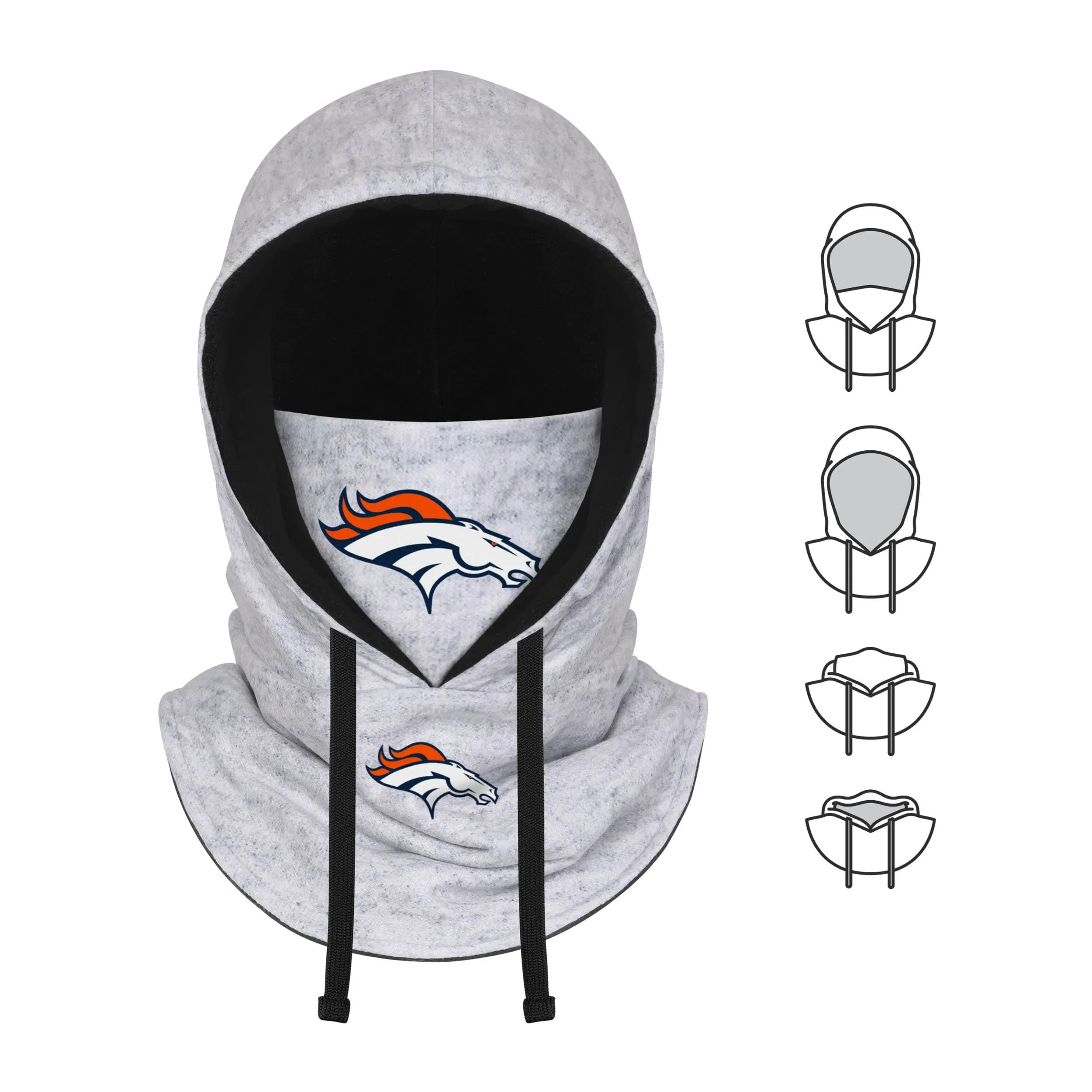 Denver Broncos NFL Heather Gray Drawstring Hooded Gaiter Scarf