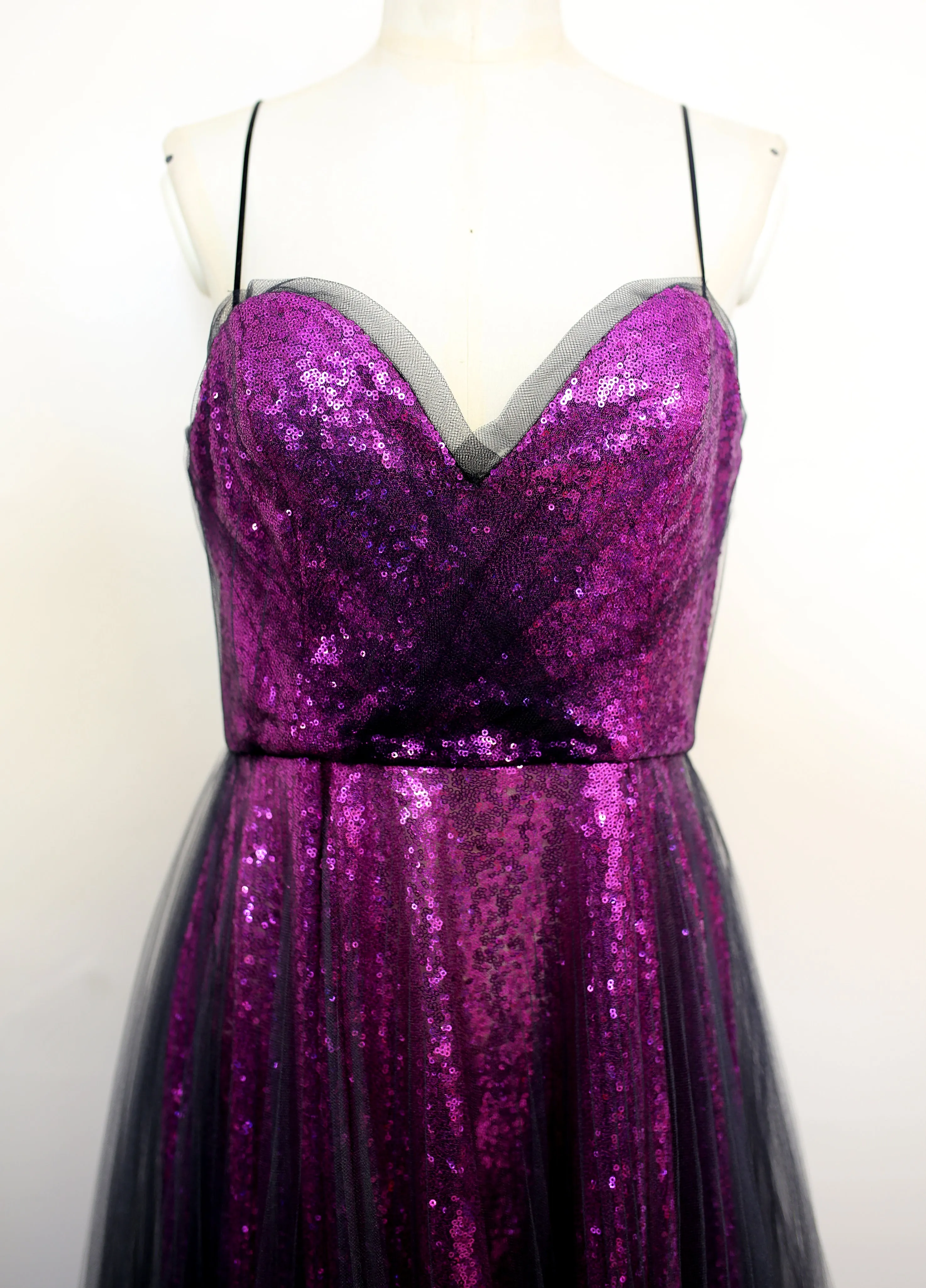 Disco Bliss - Pink Pleated Tulle Sequin Midi Dress
