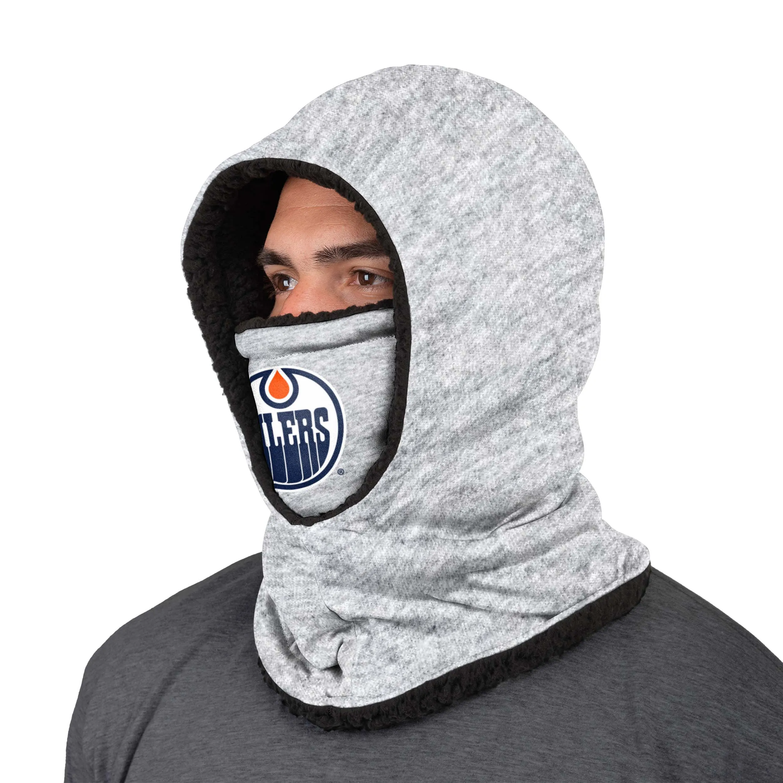 Edmonton Oilers NHL Heather Grey Big Logo Hooded Gaiter