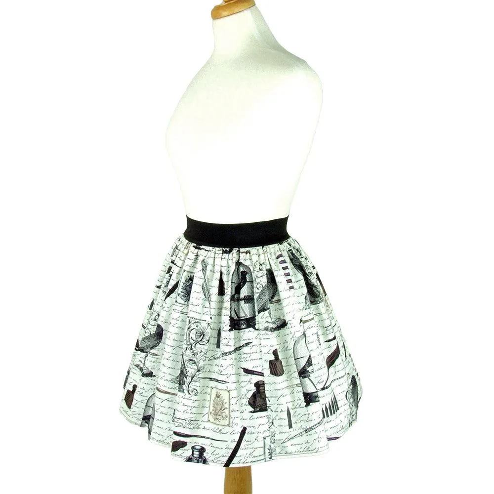 Elastic Waist Pleated Skirt in Nevermore Print by Hemet