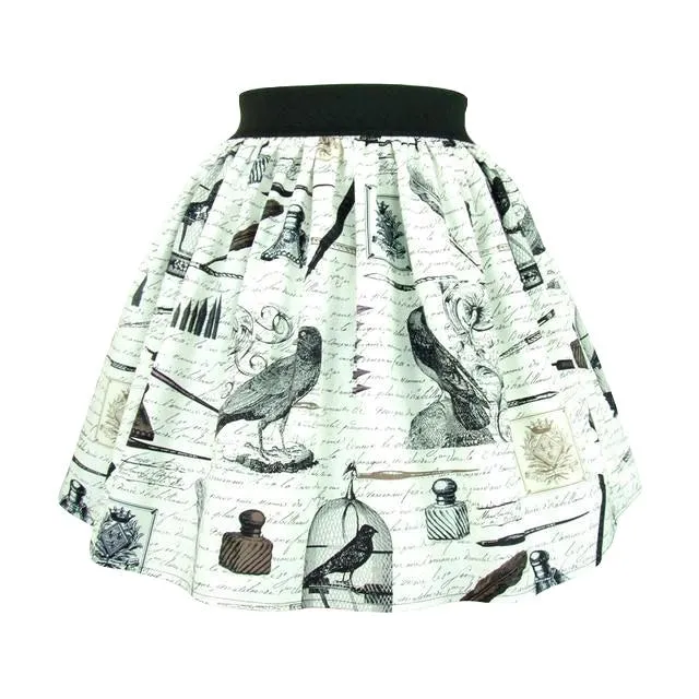 Elastic Waist Pleated Skirt in Nevermore Print by Hemet