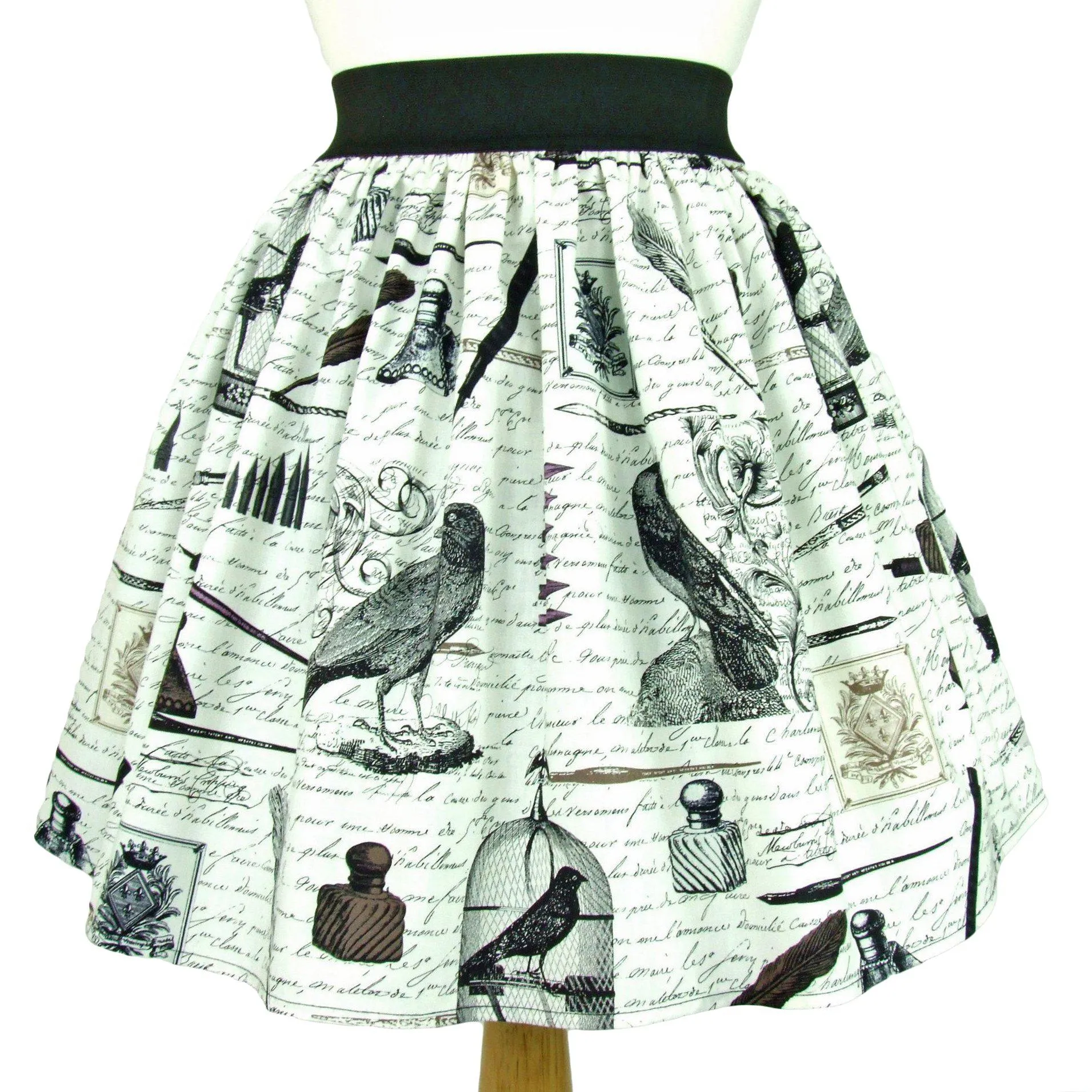 Elastic Waist Pleated Skirt in Nevermore Print by Hemet