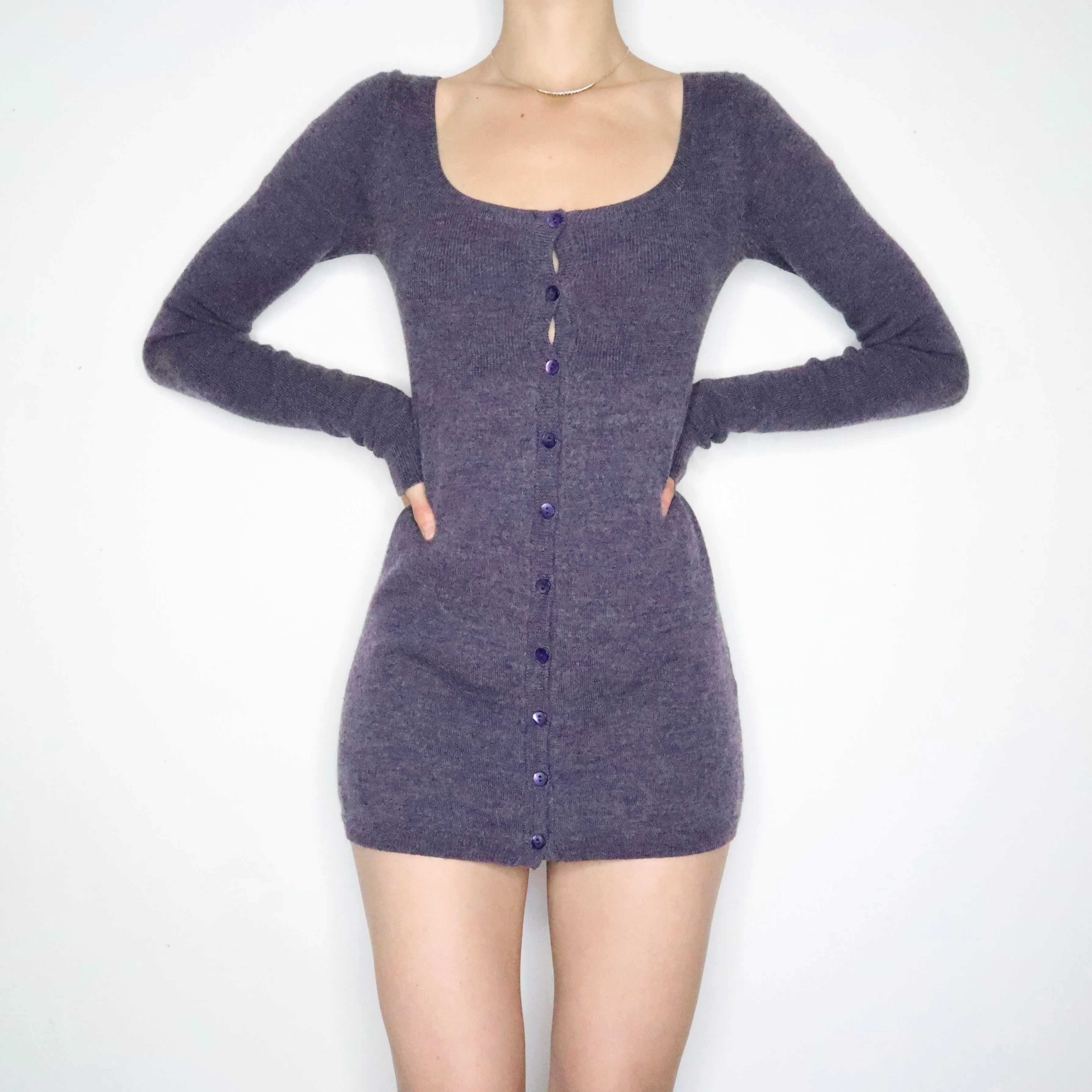 Fuzzy Purple Babydoll Sweater Dress (Small)