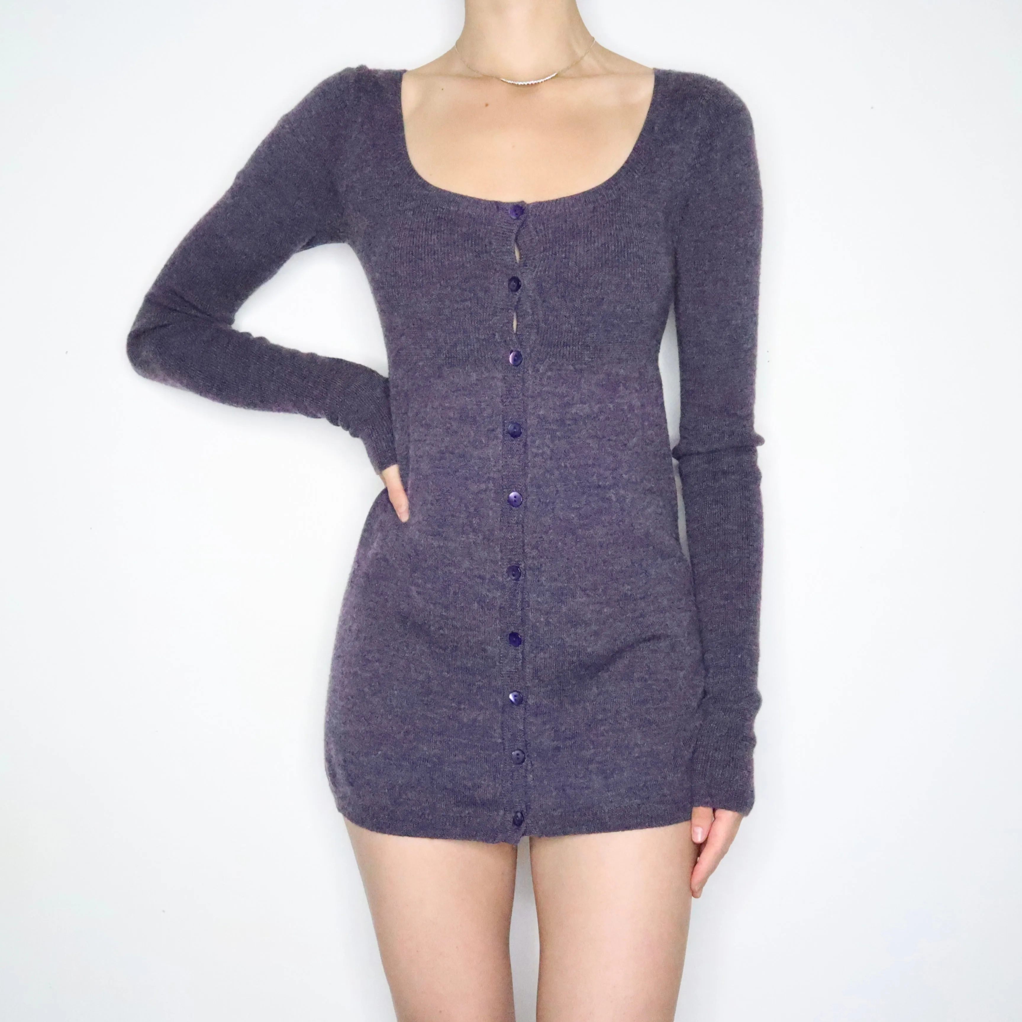 Fuzzy Purple Babydoll Sweater Dress (Small)
