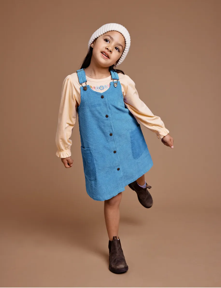 Goldie   Ace - Polly Corduroy Pinafore Dress - Lake