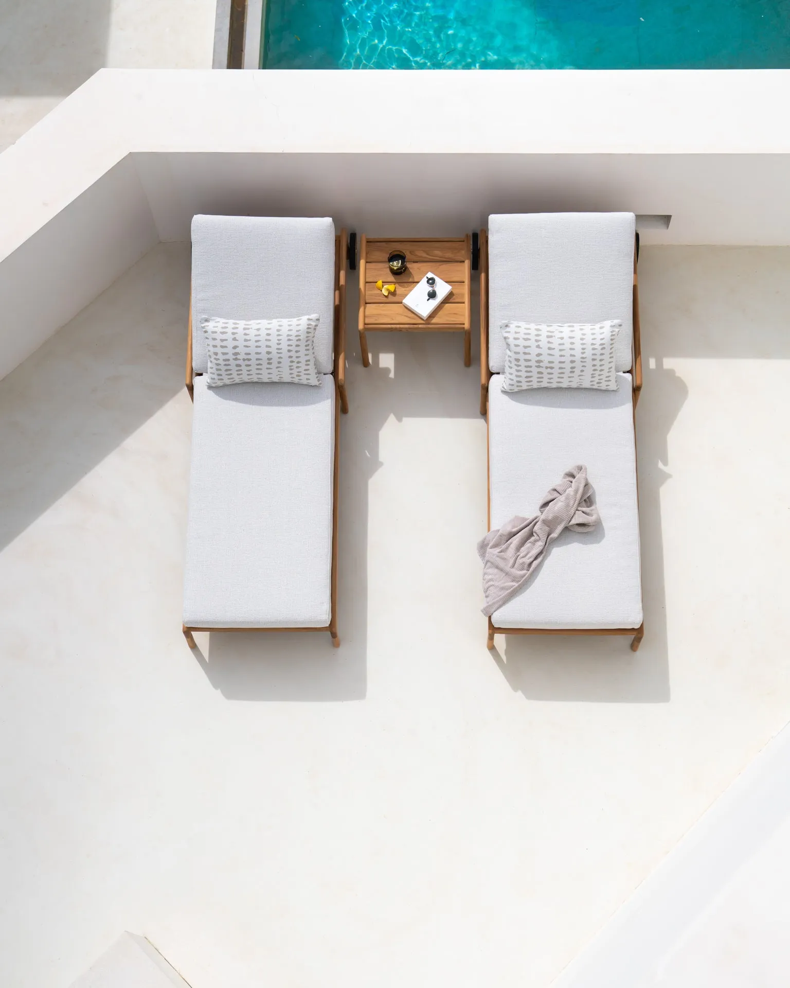 Jack Outdoor Adjustable Lounger - Teak Off White