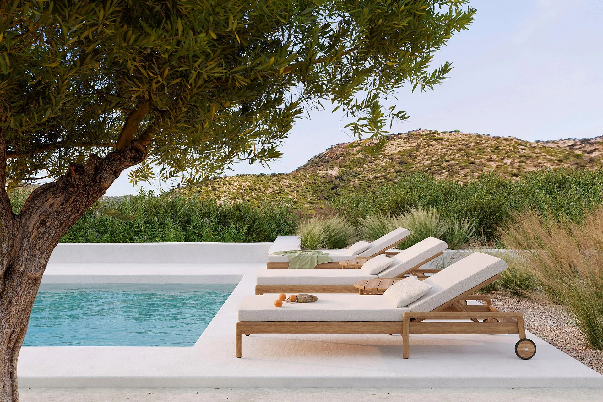 Jack Outdoor Adjustable Lounger - Teak Off White