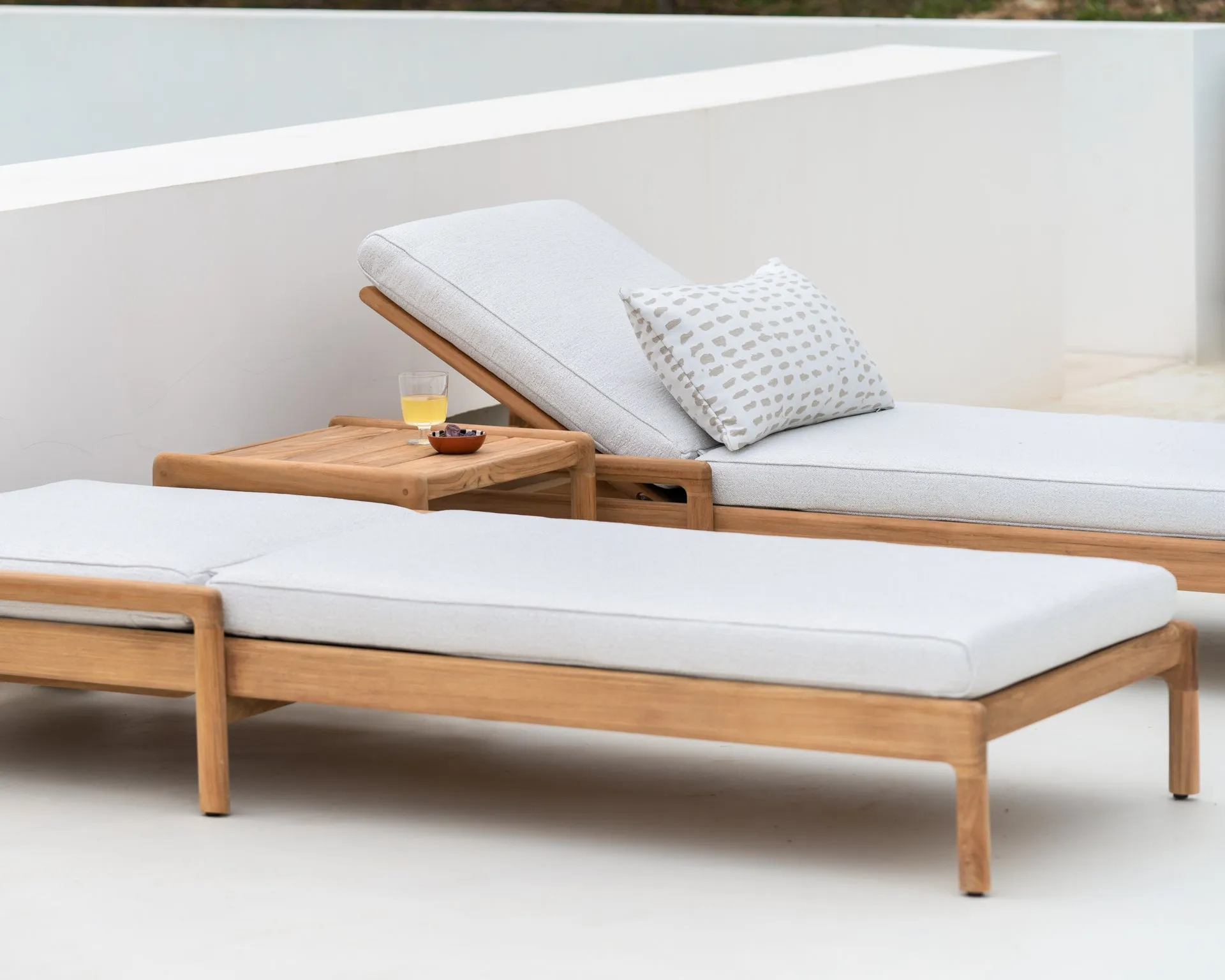 Jack Outdoor Adjustable Lounger - Teak Off White