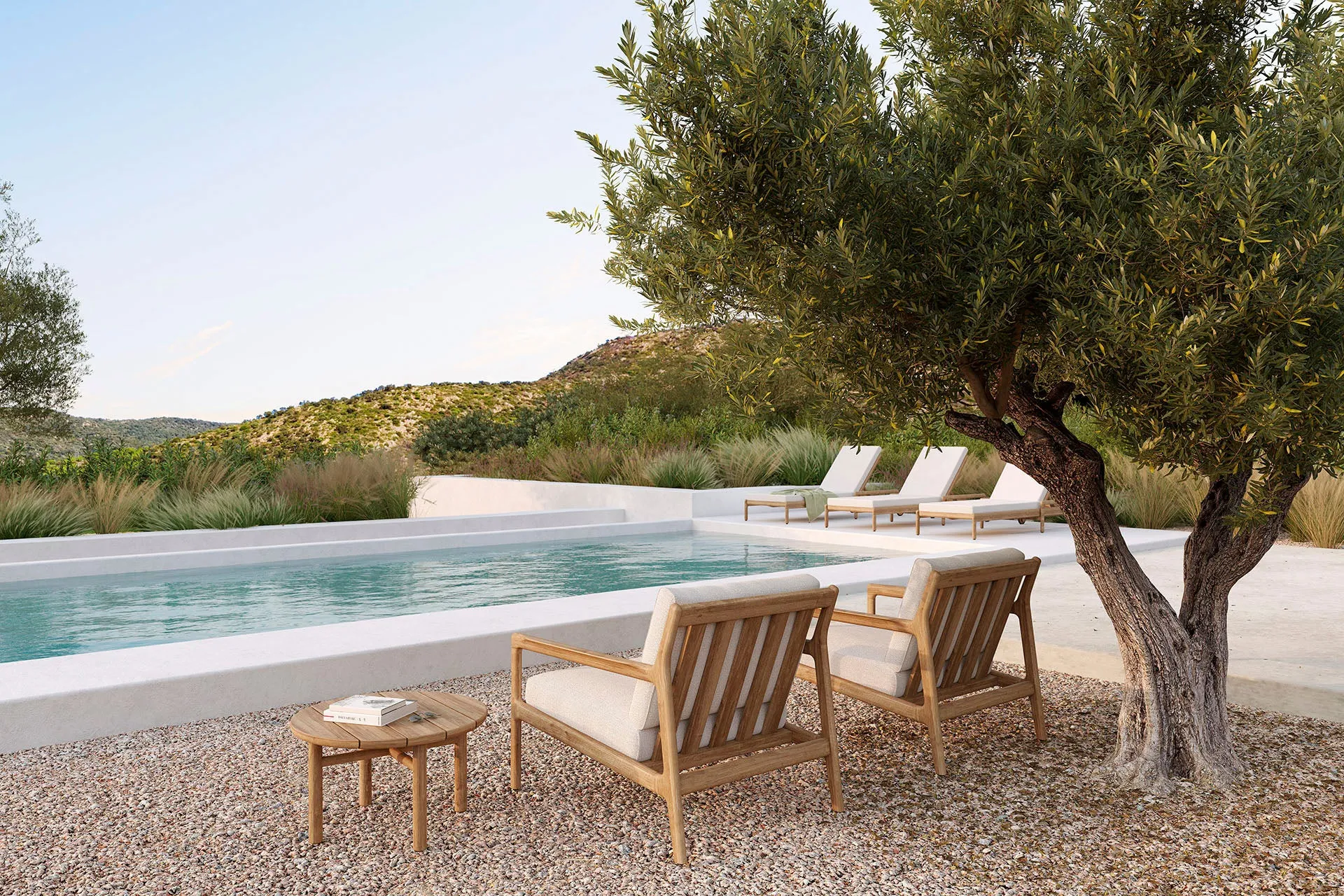 Jack Outdoor Adjustable Lounger - Teak Off White