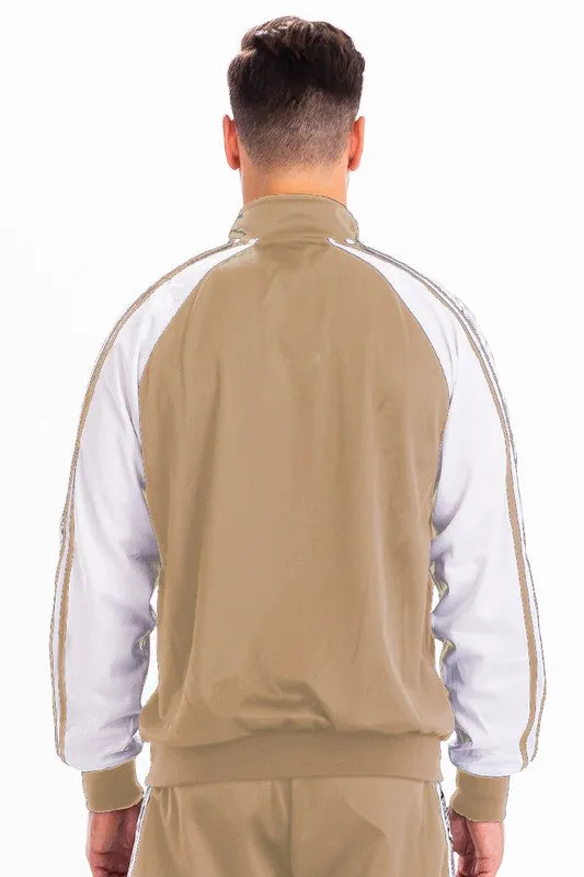 Khaki Snake Side Print Track Jacket