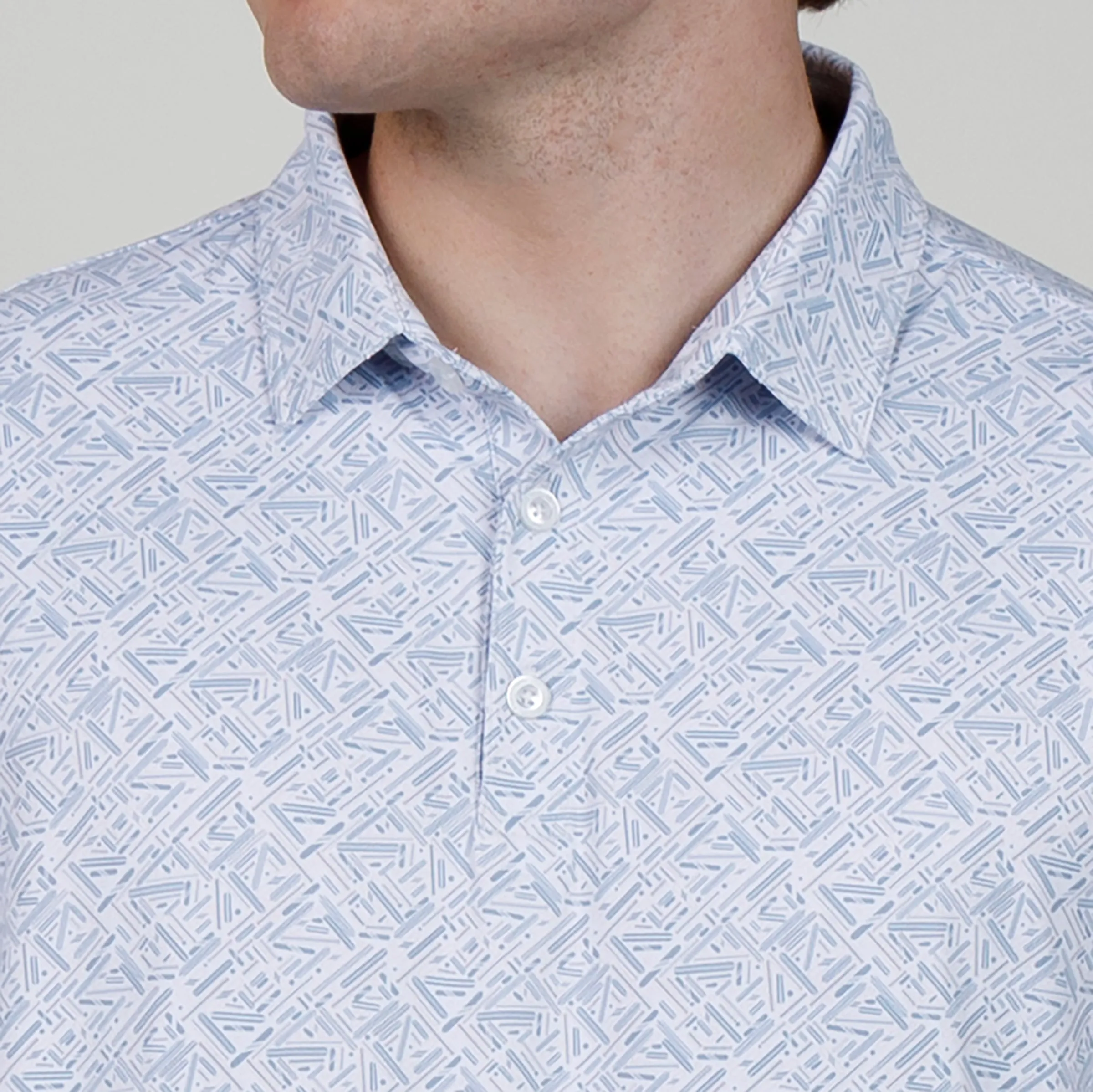 Longboard Polo - White/Dusty Blue/Lotus