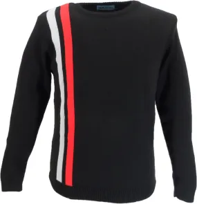Mazeys Mens Black Racing Crew Neck Jumper