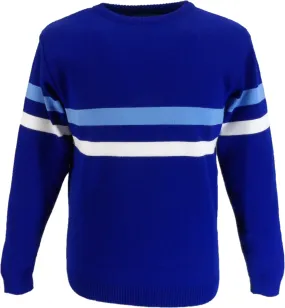 Mazeys Mens Blue Horizontal Stripe Crew Neck Jumper