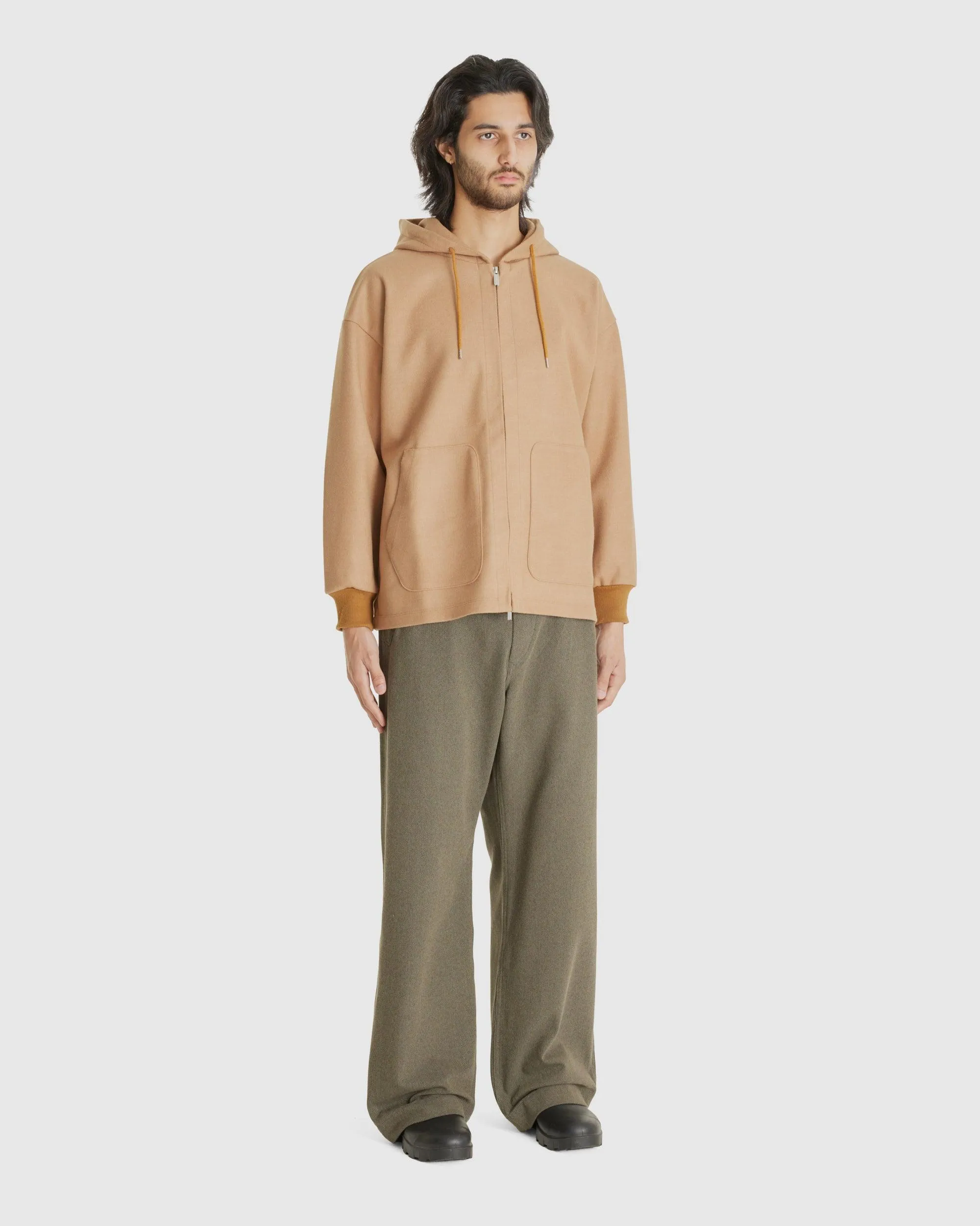 Melton Zip Up Hoodie