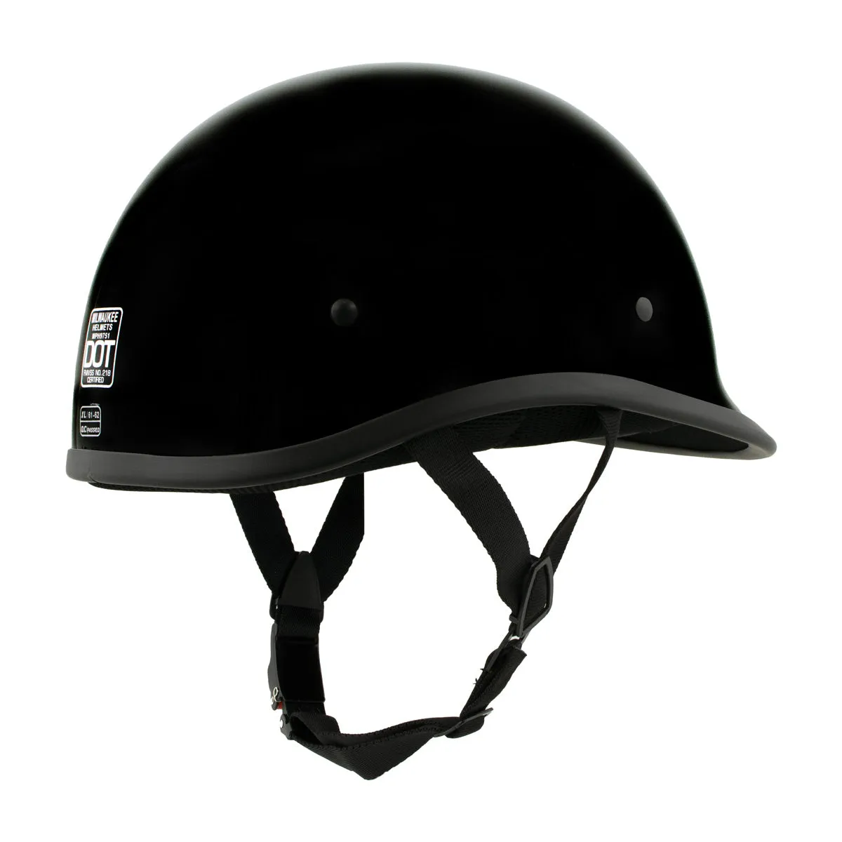 Milwaukee Helmets MPH9751DOT 'Polo Style' DOT Gloss Black Motorcycle