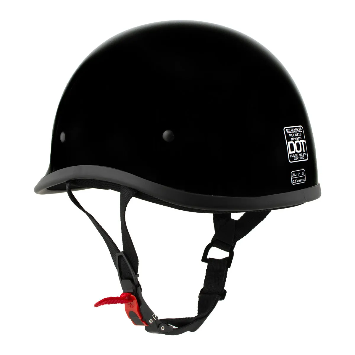 Milwaukee Helmets MPH9751DOT 'Polo Style' DOT Gloss Black Motorcycle