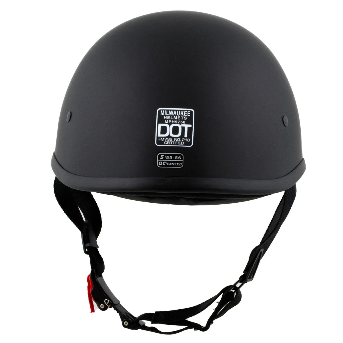 Milwaukee Helmets Polo Style Matte Black Motorcycle Half Face Helmet