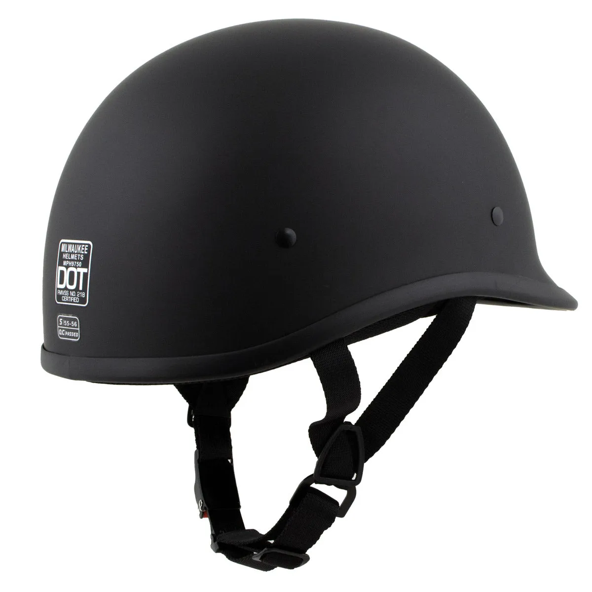 Milwaukee Helmets Polo Style Matte Black Motorcycle Half Face Helmet