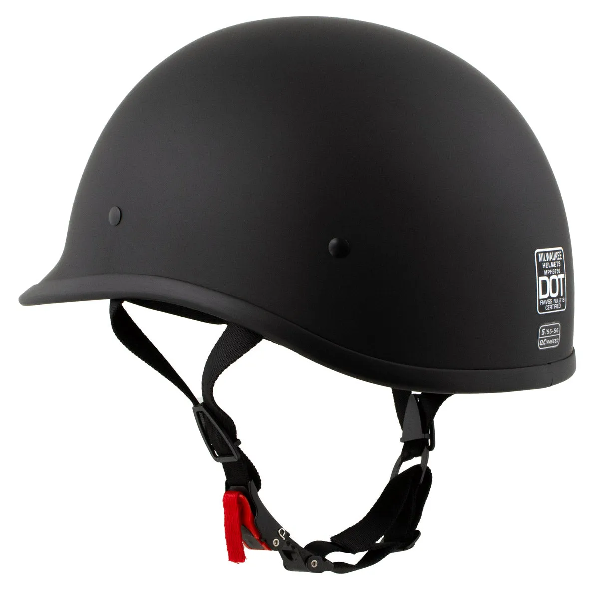 Milwaukee Helmets Polo Style Matte Black Motorcycle Half Face Helmet
