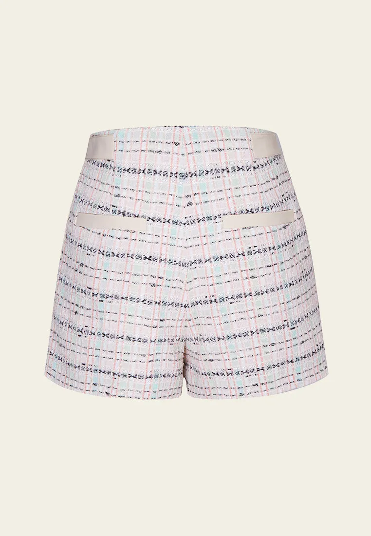 Pink Plaid Tweed Shorts