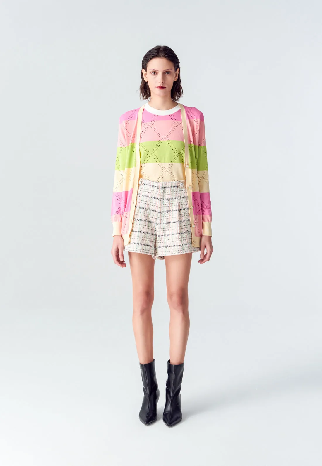 Pink Plaid Tweed Shorts