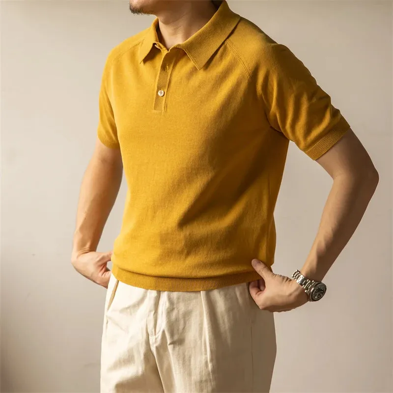 Retro 60s Polo Shirt Men's Casual Short Sleeve Knit T-shirt