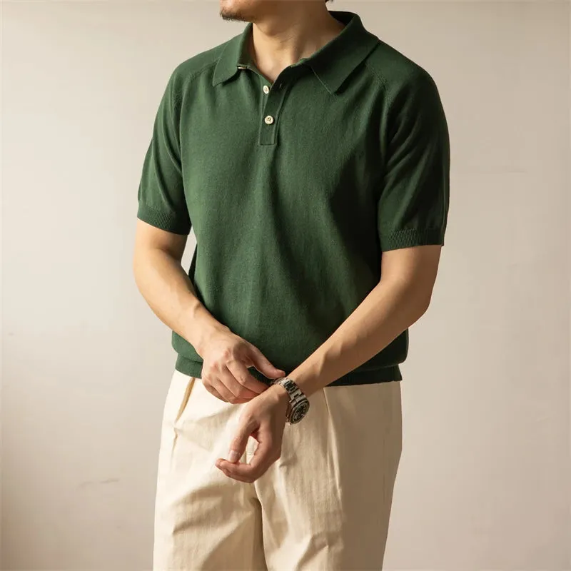 Retro 60s Polo Shirt Men's Casual Short Sleeve Knit T-shirt
