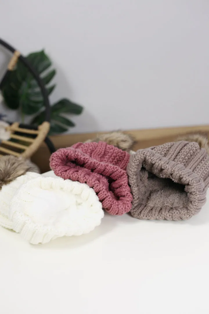 Rib Knit C.C. Hat with Pom