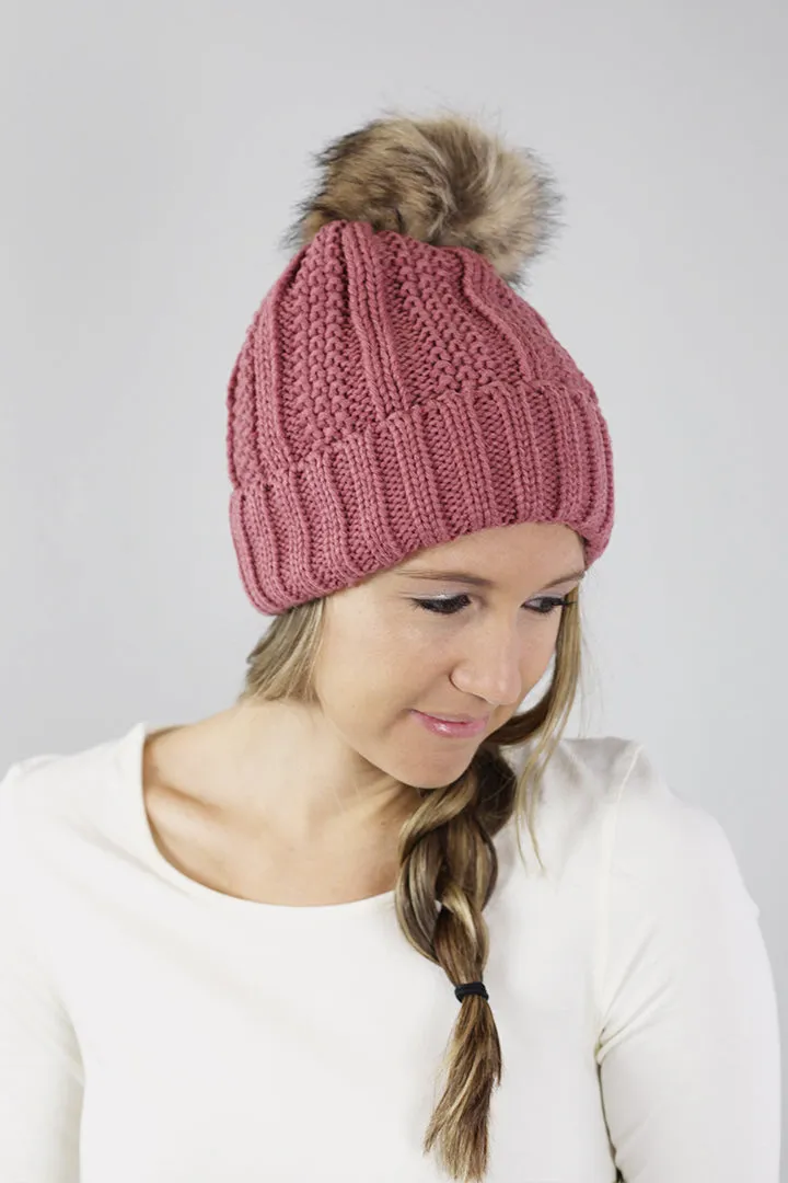 Rib Knit C.C. Hat with Pom