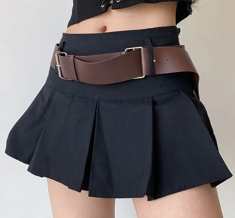 sealbeer - Y2K Corduroy Pleated Mini Skirt // Black