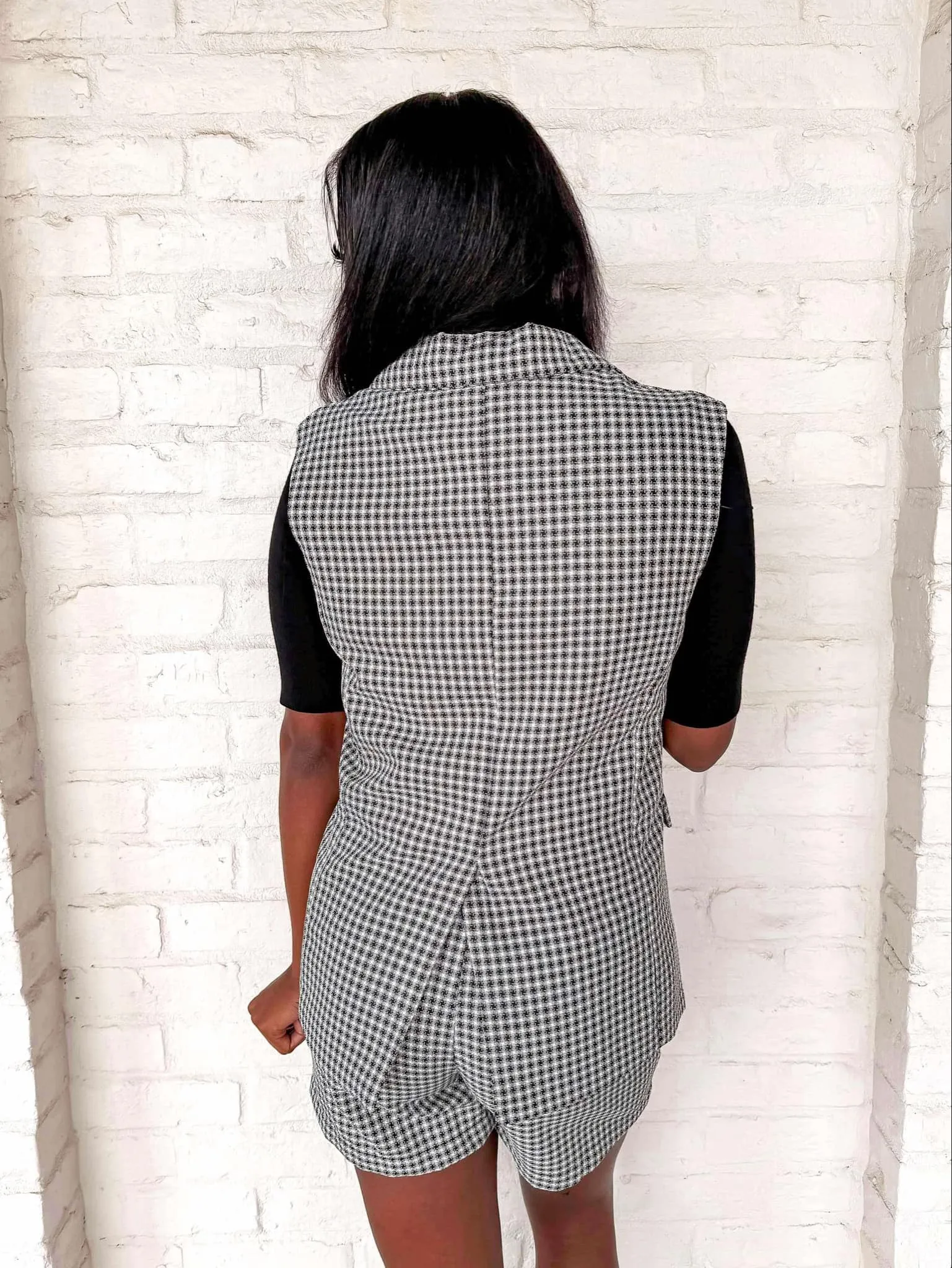 Serious Business Black and White Tweed Vest Set