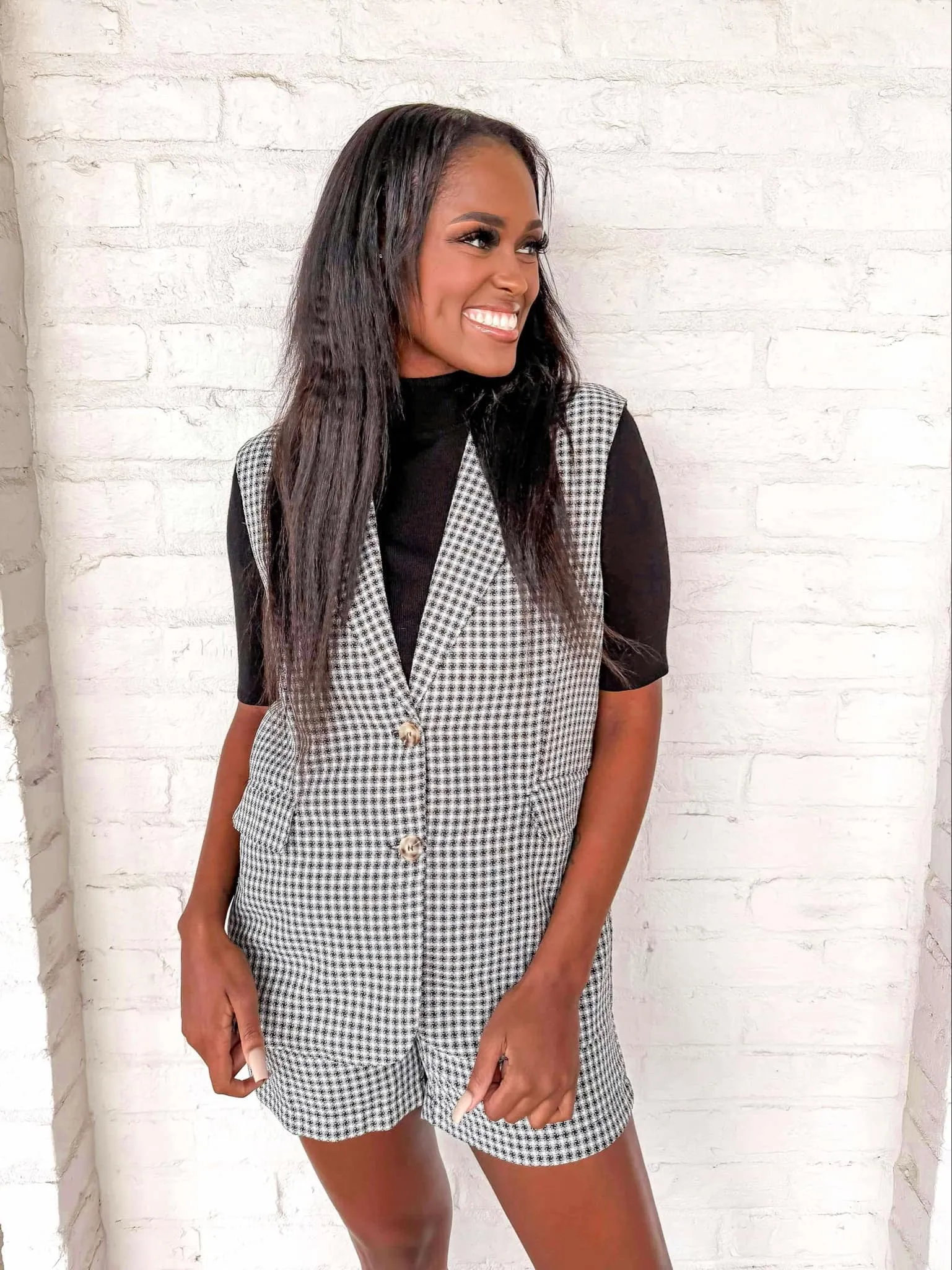 Serious Business Black and White Tweed Vest Set
