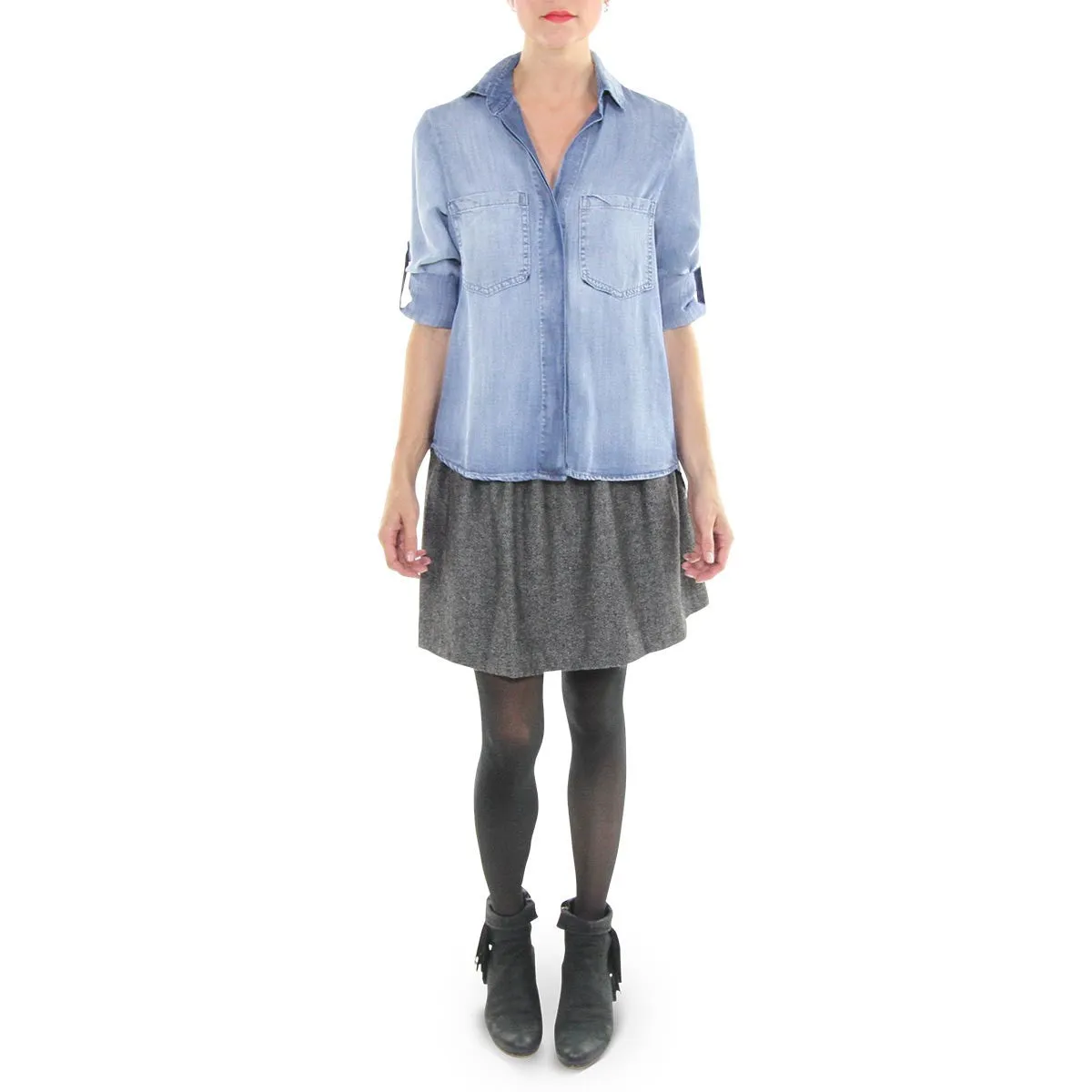 Split Back Button Down - Arctic Blue
