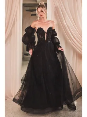Strapless Ball Gown with Removable Sleeves