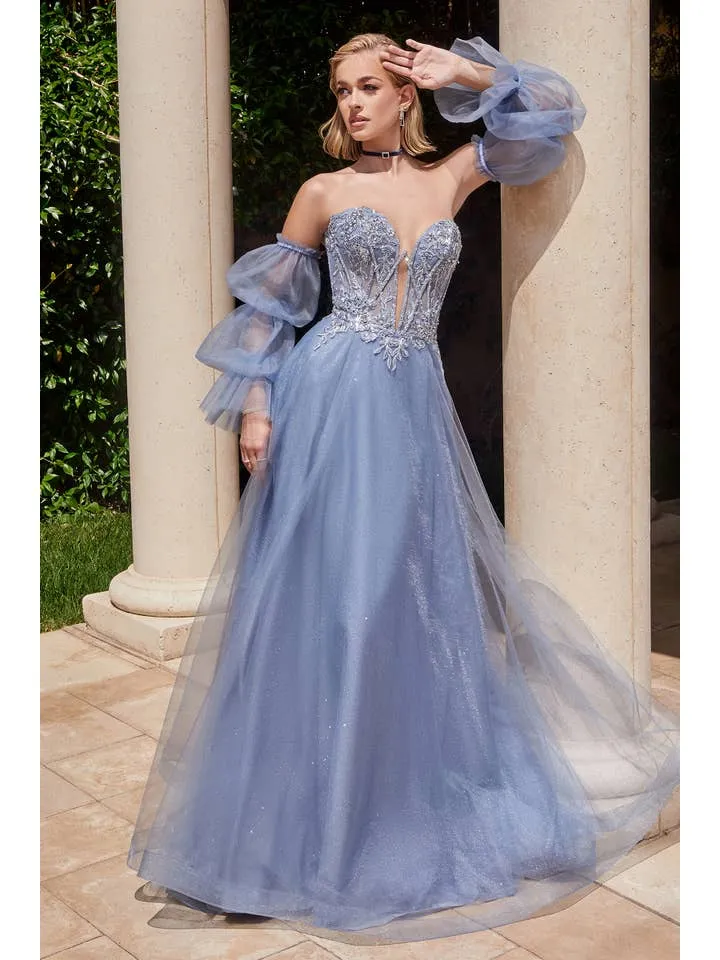 Strapless Ball Gown with Removable Sleeves